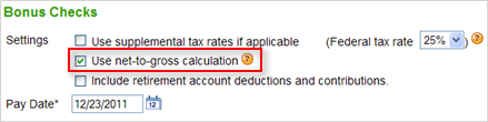 Use net-to-gross calculation checkbox