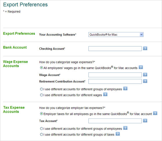 Export preferences